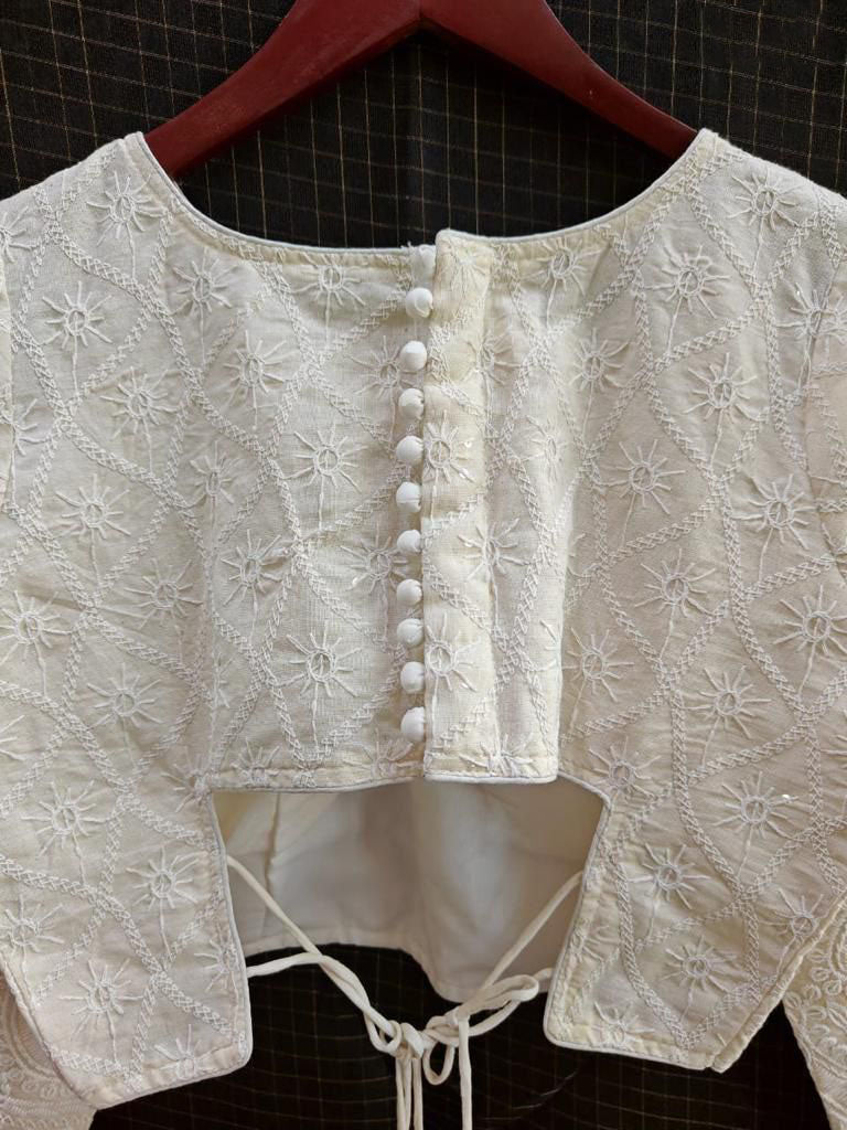 Off white hakoba cotton sabyasachi design readymade blouse