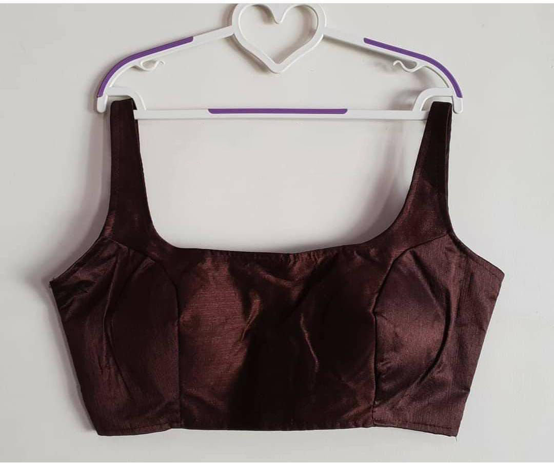 Bollywood style brown plain phantom silk readymade blouse