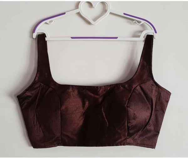 Bollywood style brown plain phantom silk readymade blouse