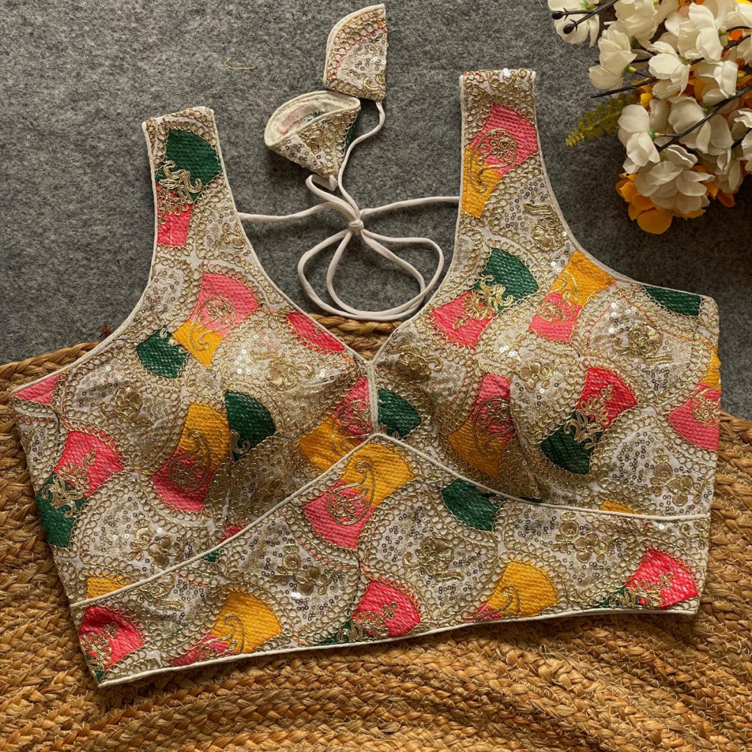 Off white fox georgette bollywood style readymade blouse