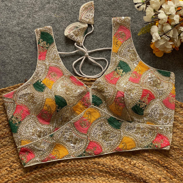 Off white fox georgette bollywood style readymade blouse