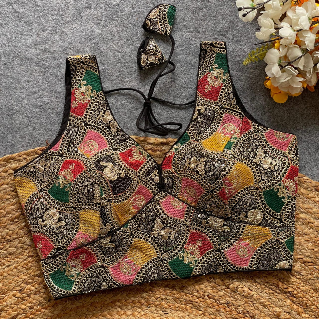 Black fox georgette bollywood style readymade blouse