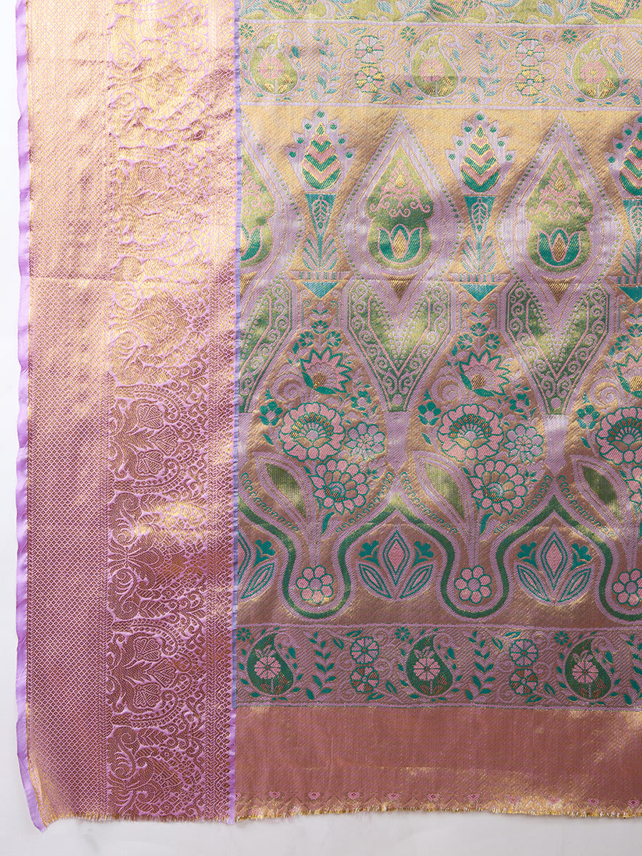 Green kanjivaram silk saree with zari weaving work