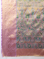 Green kanjivaram silk saree with zari weaving work