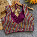 Magenta fox georgette fancy readymade blouse with embroidery work