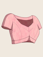 Baby pink linen cotton saree with digital printed work and silver zari border