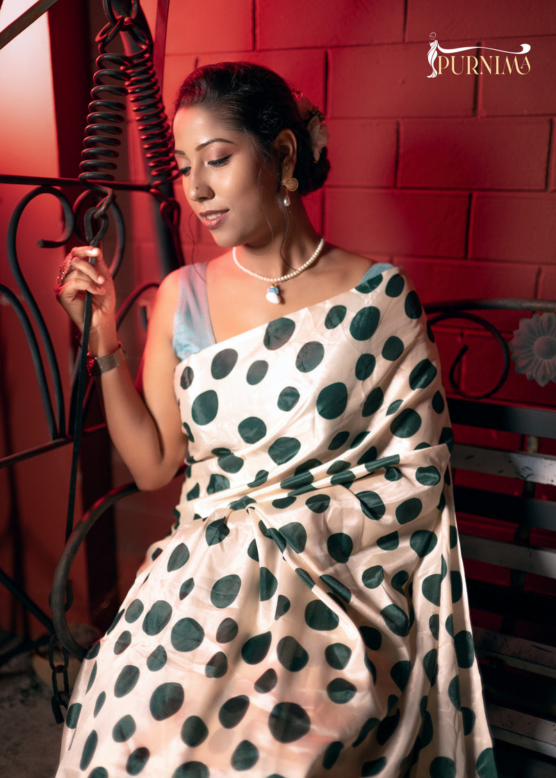 Multi fancy chinon silk ready to wear saree with digital printed work and lace border