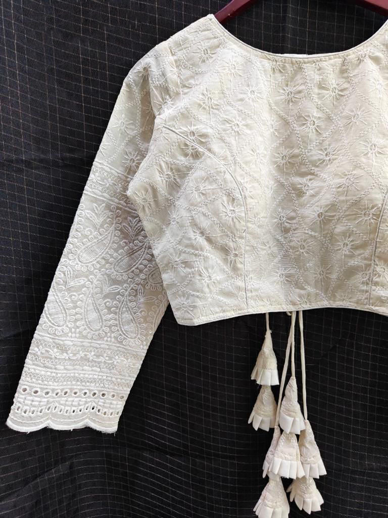 Off white hakoba cotton sabyasachi design readymade blouse