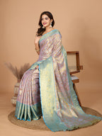 Multi kanjivaram silk saree with zari weaving work