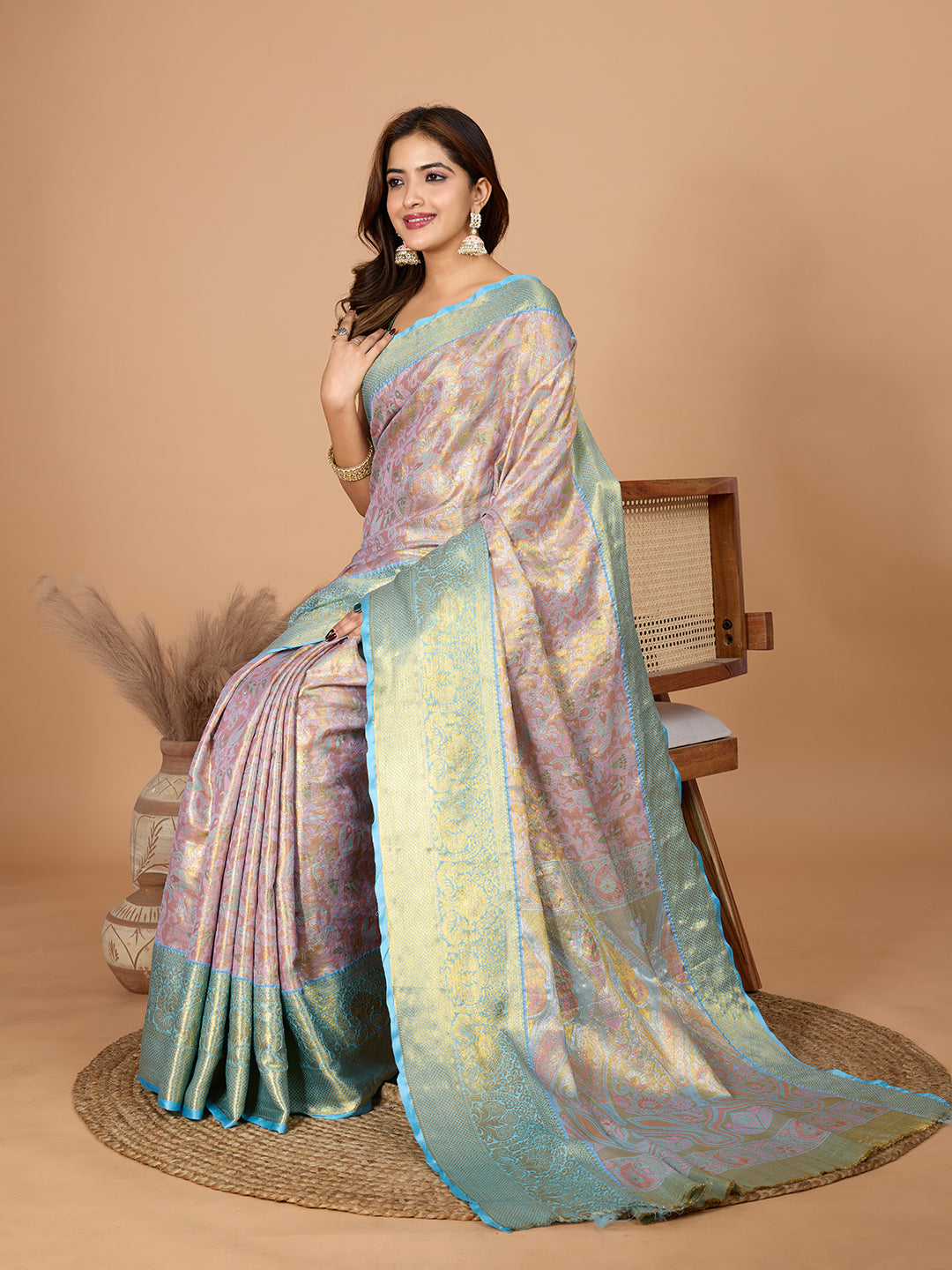 Multi kanjivaram silk saree with zari weaving work