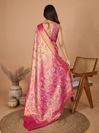Peach kanjivaram silk saree with zari weaving work