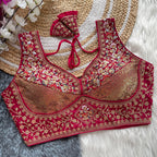 Pink vichitara silk readymade blouse with embroidery & sequence work