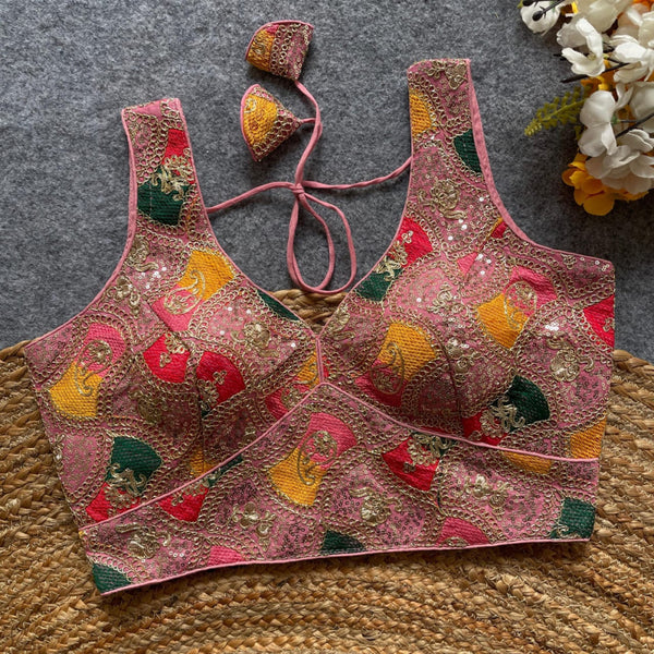 Baby pink fox georgette bollywood style readymade blouse