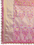 Pink kanjivaram silk saree with zari weaving work