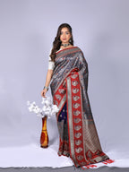 Navy blue color kanchipuram silk saree with zari weaving work