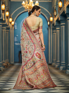 Brown exclusive pure pashmina silk saree with woven design