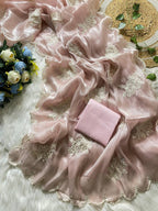 Lavender fancy jimmy choo silk saree with embroidery and sequence work