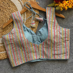 Sea green fox georgette fancy readymade blouse with embroidery work