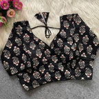 Black colour ajarakh printed cotton readymade blouse