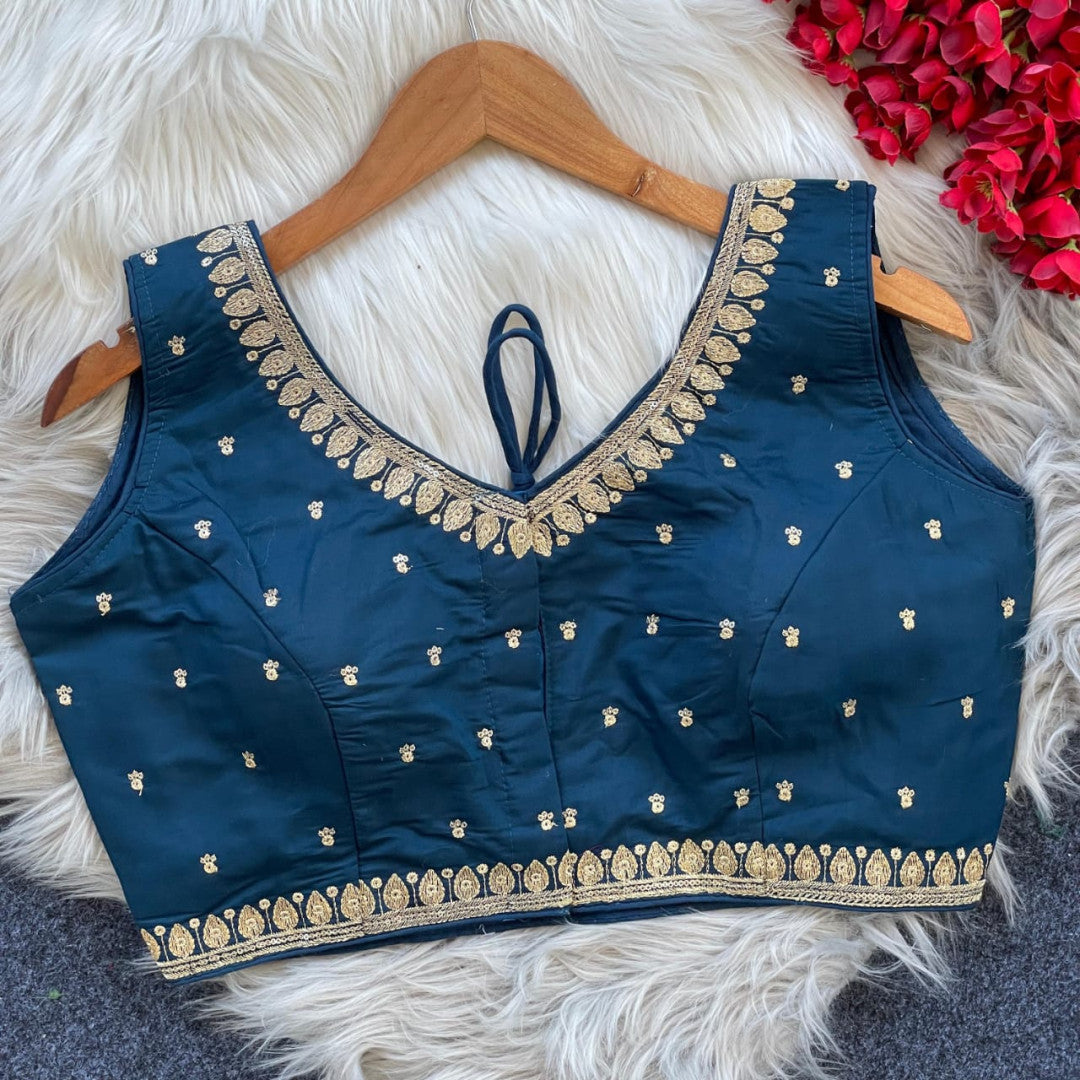 Morpeach sequence and embroidery roman silk readymade blouse