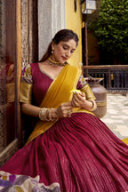 Traditional Kalamkari Printed Lehenga in Poly Chanderi with Zari Work & Georgette Dupatta