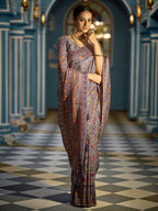 Lavender exclusive pure pashmina silk saree with woven design