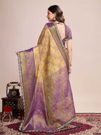 Beige kanjivaram silk saree with zari weaving work