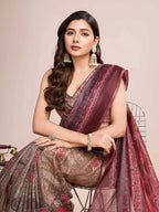Multi soft linen cotton saree with kalamkari printed work