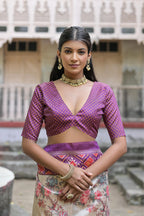 Wine color soft tussar silk saree with patola printed work