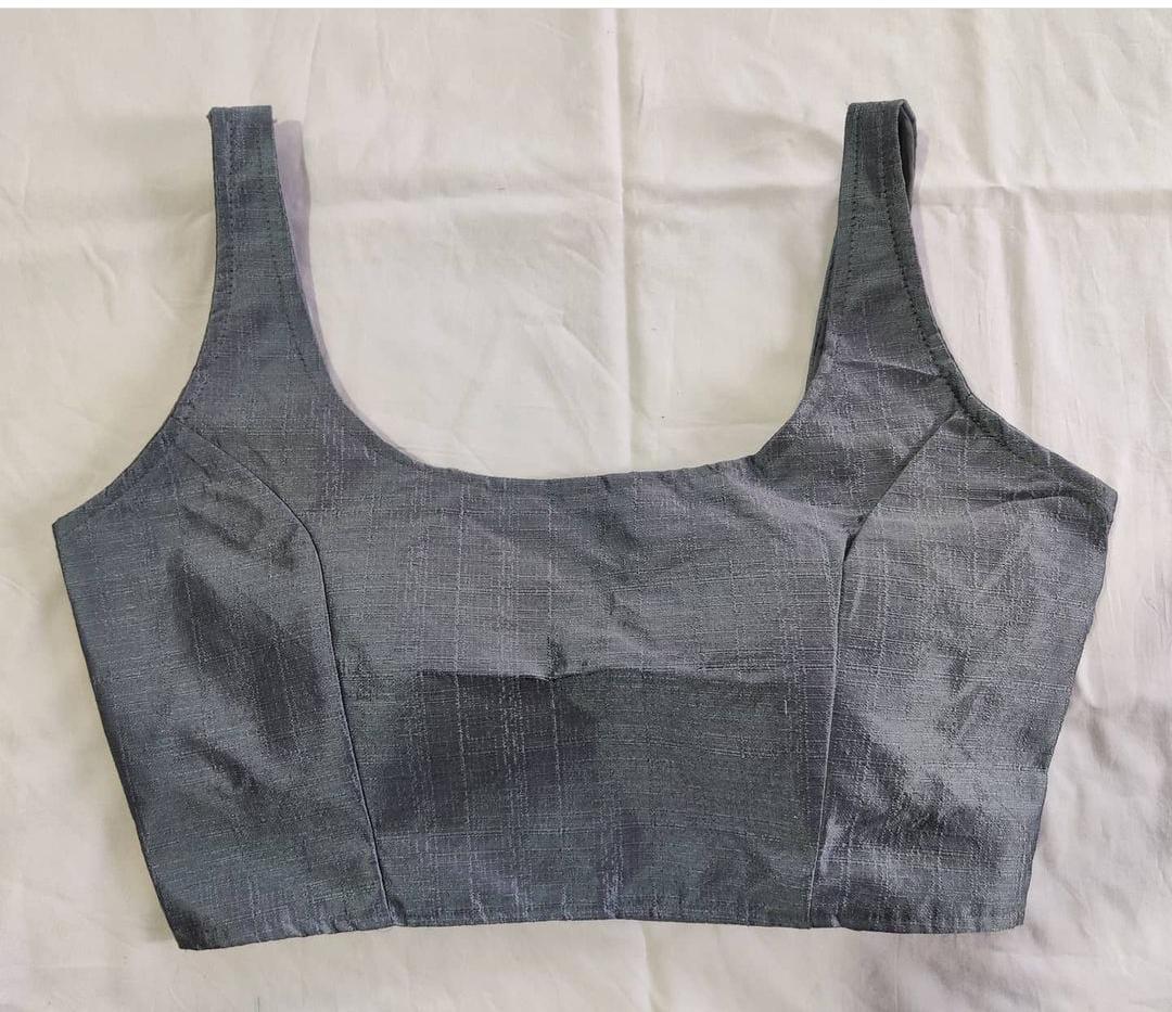 Bollywood style gray plain phantom silk readymade blouse