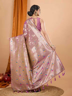 Brown premium banarasi silk saree with meenakari zari weaving work