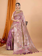 Brown premium banarasi silk saree with meenakari zari weaving work