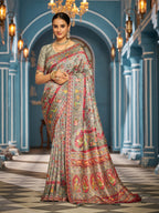 Gray exclusive pure pashmina silk saree with woven design