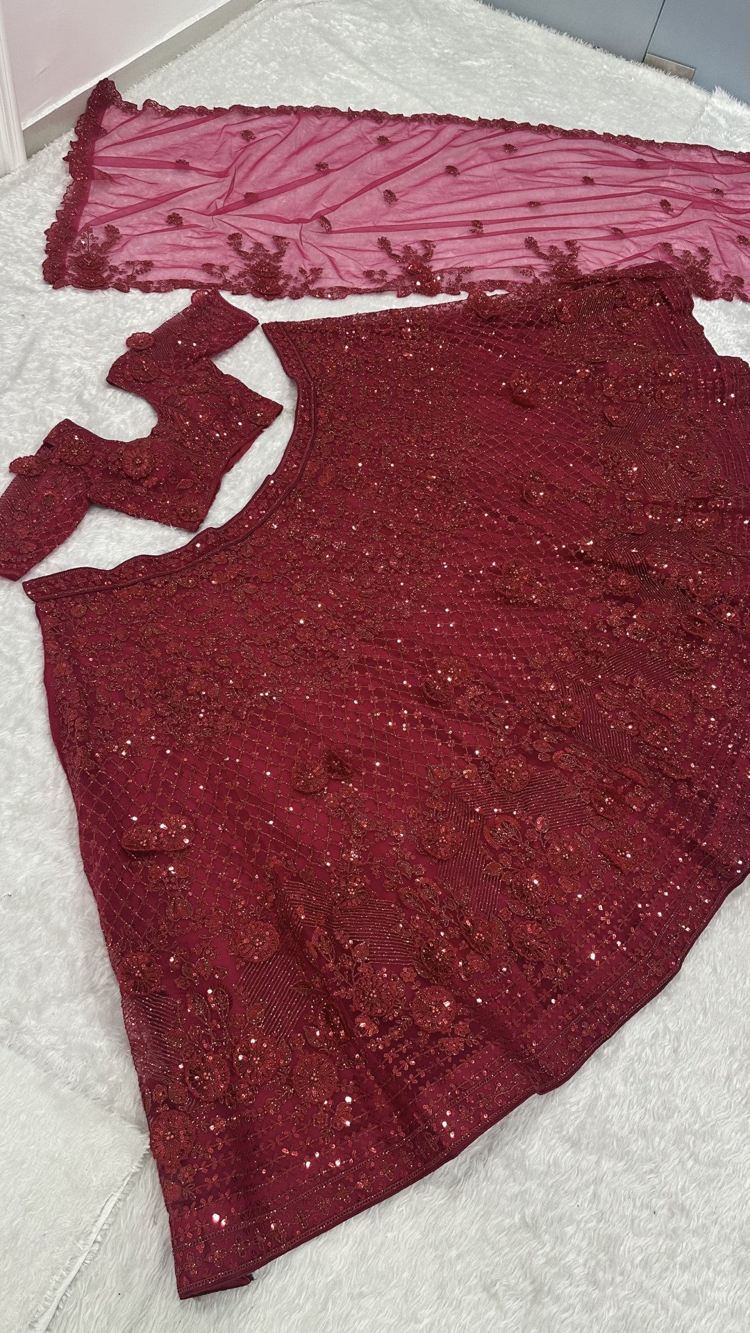 Premium Net Lehenga with Sequins Thread & Bead Work