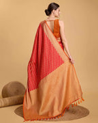 Red color kanchipuram silk saree with zari woven work