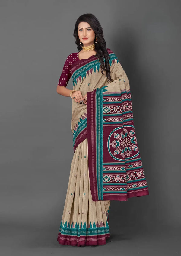 BHAGALPURI IKKAT PRINT SAREE