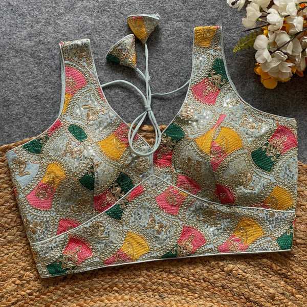 Sea green fox georgette bollywood style readymade blouse