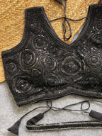 Black georgette fancy readymade blouse with handwork with Belt