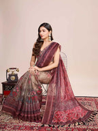 Multi soft linen cotton saree with kalamkari printed work