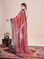 Multi soft linen cotton saree with kalamkari printed work