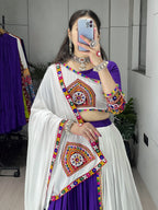 Rayon Cotton Lehenga Choli with Traditional Gamthi Embroidery and Matching Dupatta
