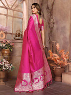 Premium summer special pink banarasi silk saree with gala weaving exclusive work