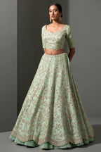 Premium Mulberry Silk Bridal Lehenga with Organza Dupatta & Hand Embellishments