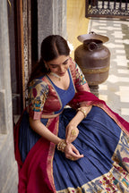 Traditional Kalamkari Printed Lehenga in Poly Chanderi with Zari Work & Georgette Dupatta