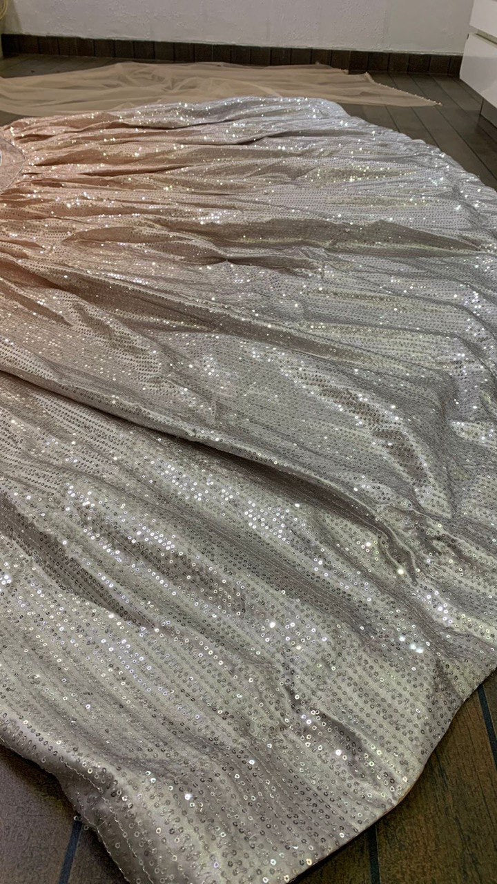 Luxury Satin Silk Lehenga with Sequins Embroidery & Net Dupatta