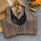 Black fox georgette fancy readymade blouse with embroidery work