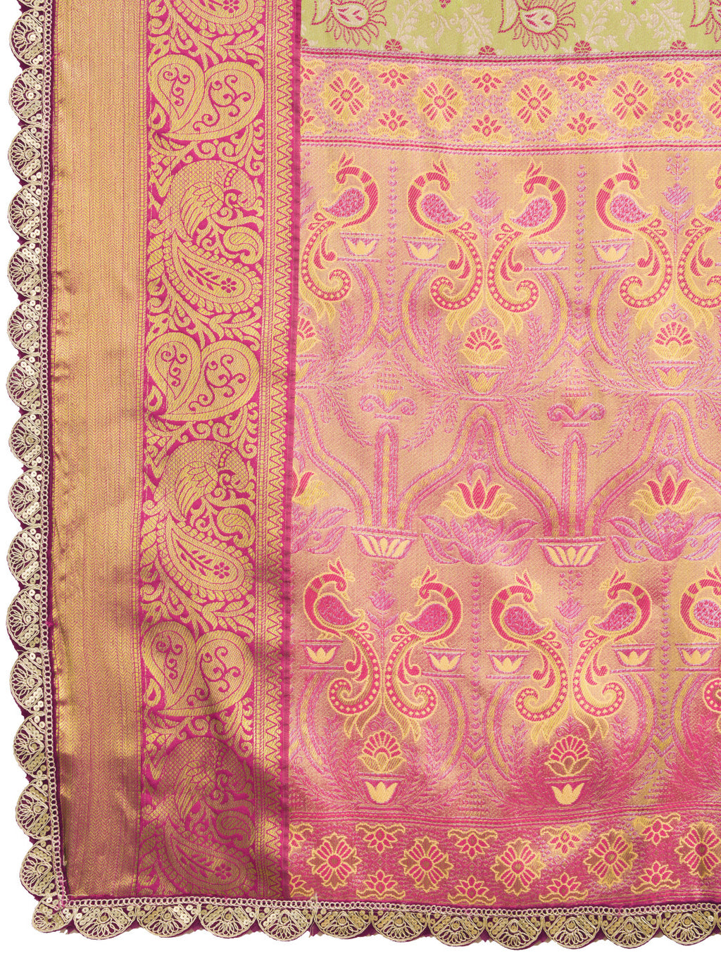 Pista green kanjivaram silk saree with zari weaving work