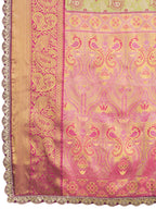 Pista green kanjivaram silk saree with zari weaving work