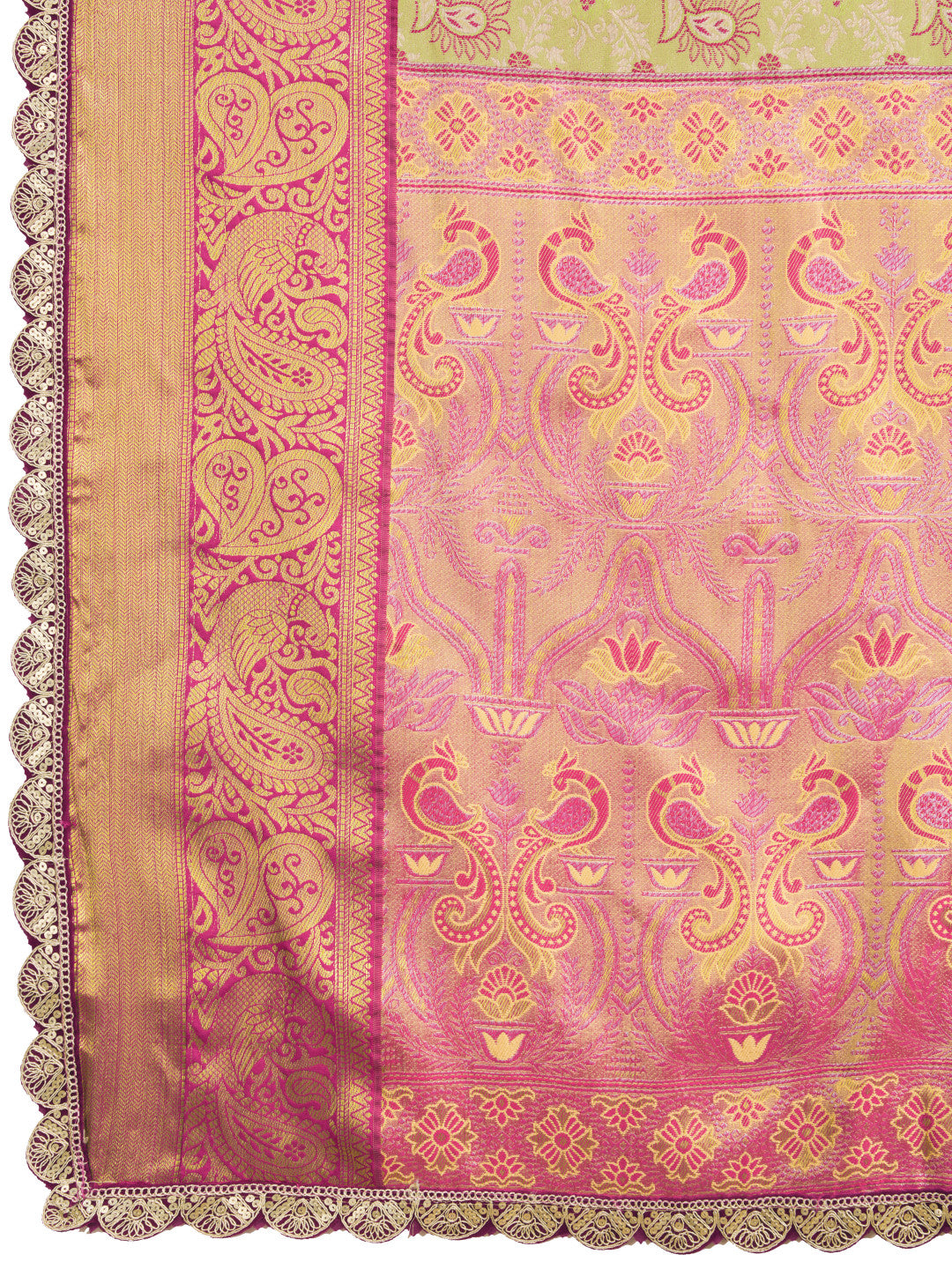 Pista green kanjivaram silk saree with zari weaving work