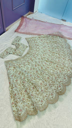 Premium Mulberry Silk Bridal Lehenga with Organza Dupatta & Hand Embellishments